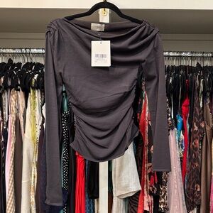 DISSH Charcoal Ruched Long Sleeve Top